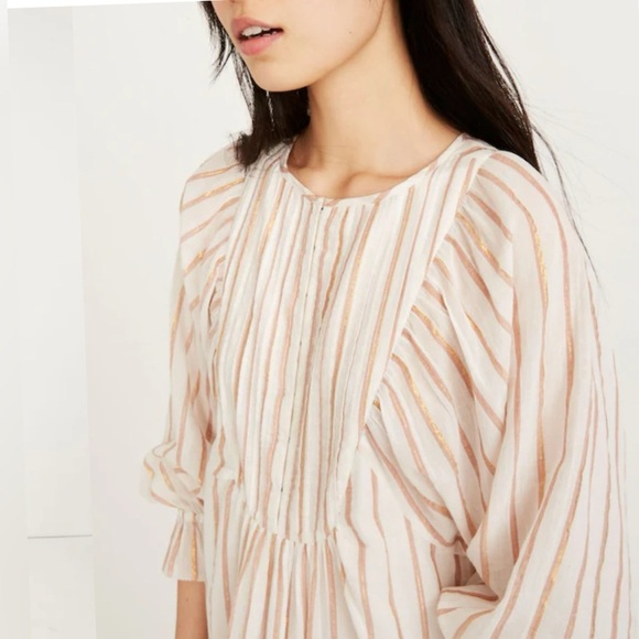 Apiece Apart Francesca Bib Tier Dress in Metallic Stripes Size 8 $425 - Picture 6 of 7